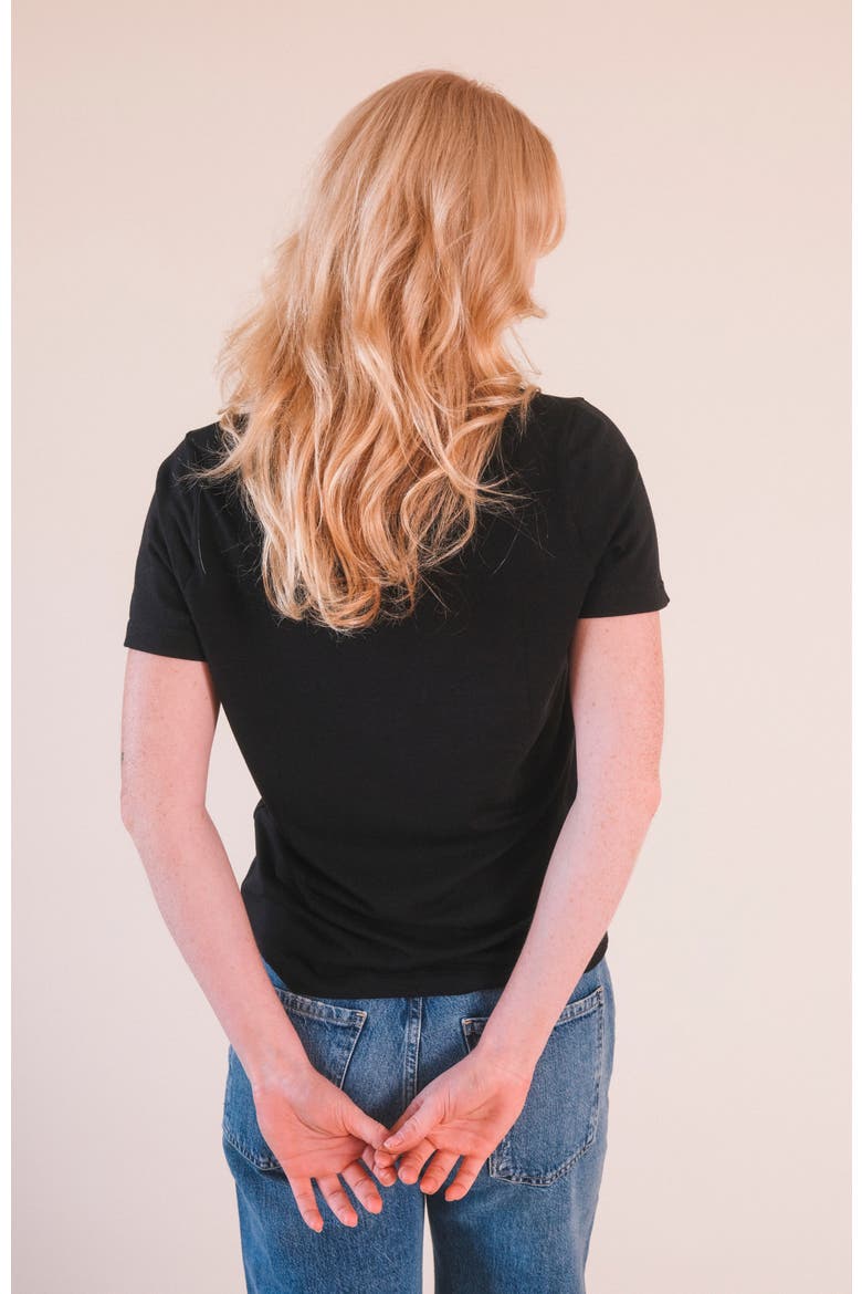 Louise Organic Cotton + Tencel  V-neck Tee, Alternate, color, Black