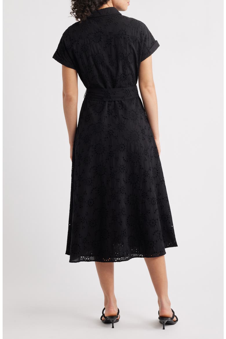 Eyelet Embroidery Cotton Shirtdress, Alternate, color, BLACK
