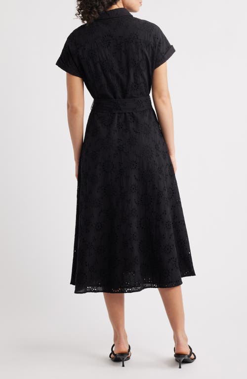 Caslonr Caslon(r) Eyelet Embroidery Cotton Shirtdress In Black