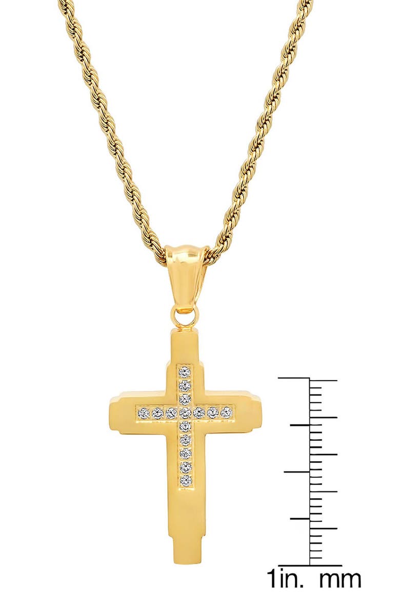 Men's Elongated Cross Pendant Necklace, Alternate, color, GOLD