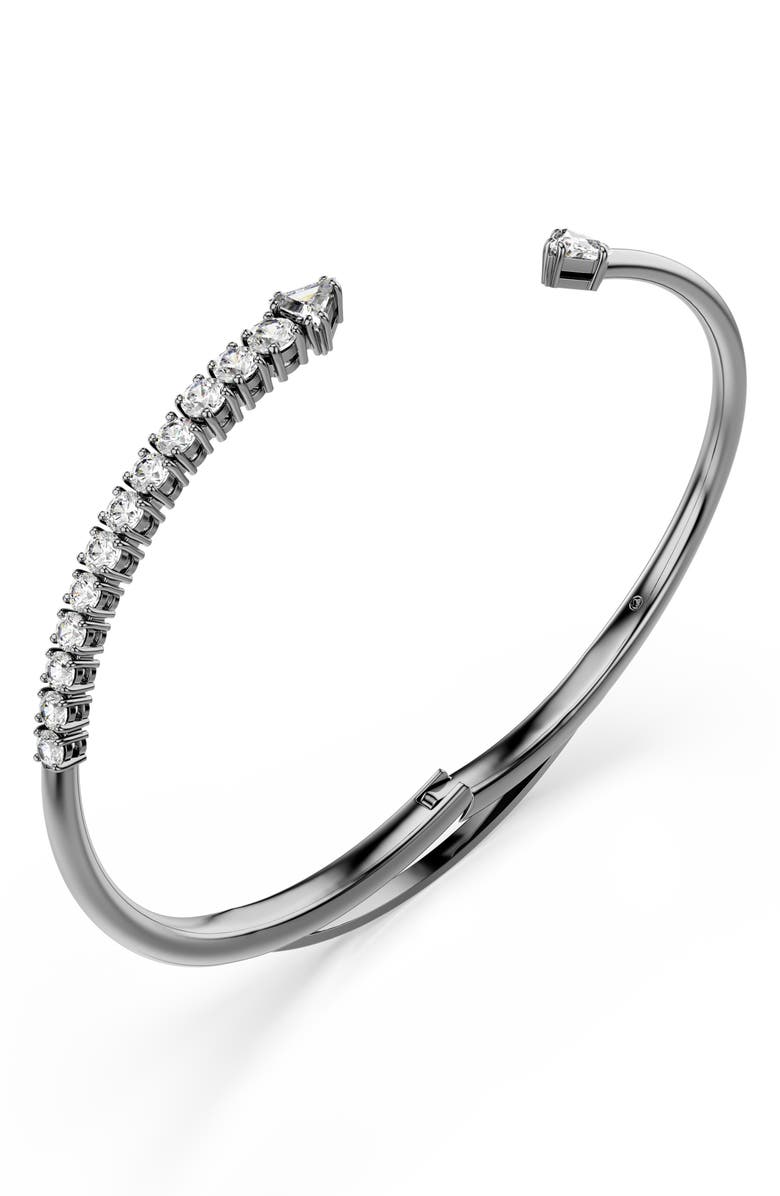 Swarovski Sublima Bypass Bangle Bracelet, Alternate, color, Rhodium/ White