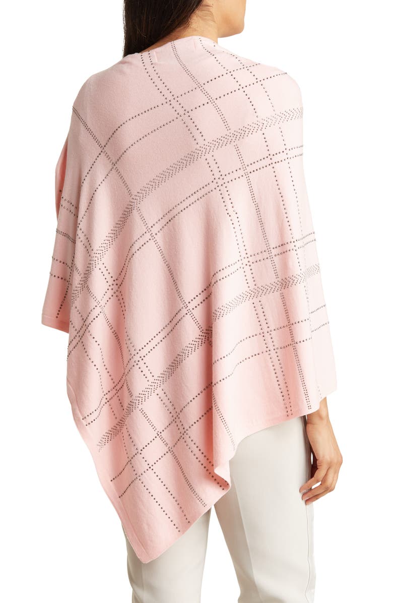 La Fiorentina Crystal Embellished Plaid Poncho, Alternate, color, Pink