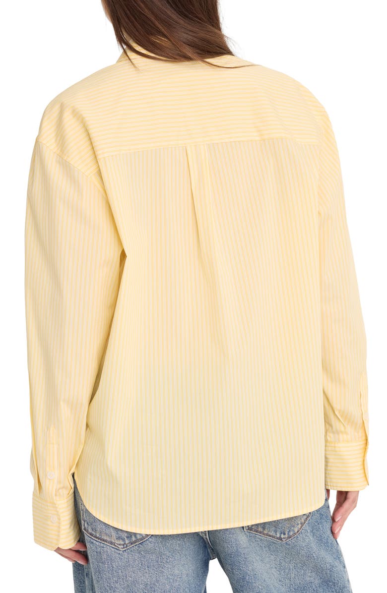 Good American Boxy Stripe Cotton Poplin Blend Button-Up Shirt, Alternate, color, Butterbeam Stripe