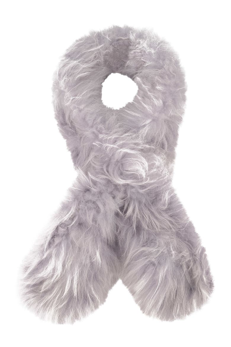 Genuine Shearling Knit Pull-Through Scarf, Alternate, color, LIGHT GRAY