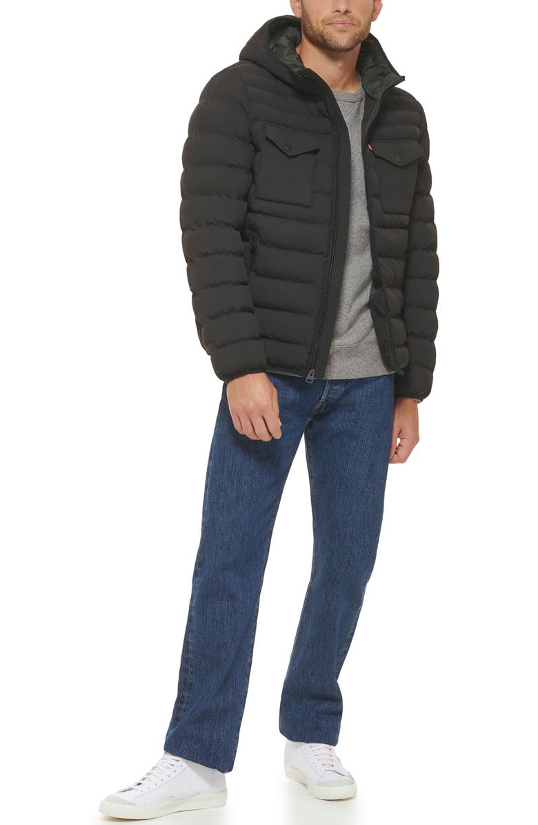 Levi's Stretch Hooded Puffer Jacket, Alternate, color, 
