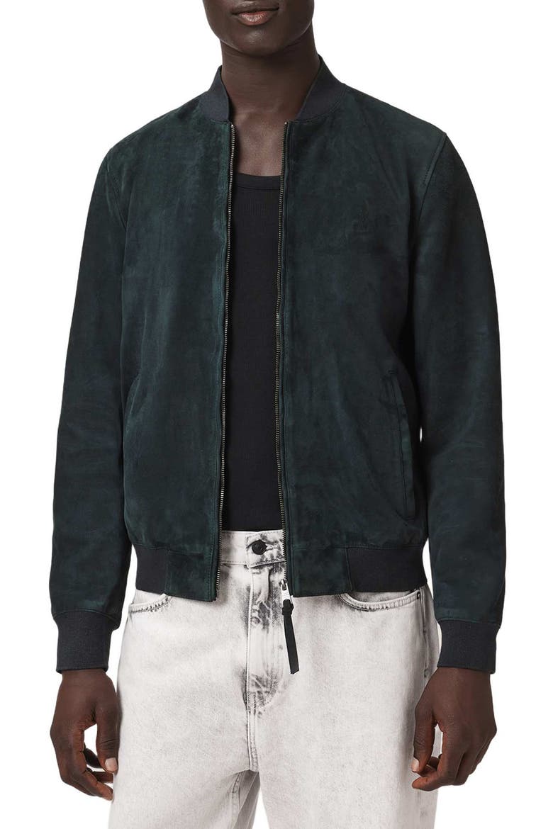 Morten Suede Bomber Jacket, Alternate, color, NAVY BLUE