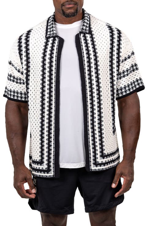 Marthy Knit Short Sleeve Button-Up Shirt