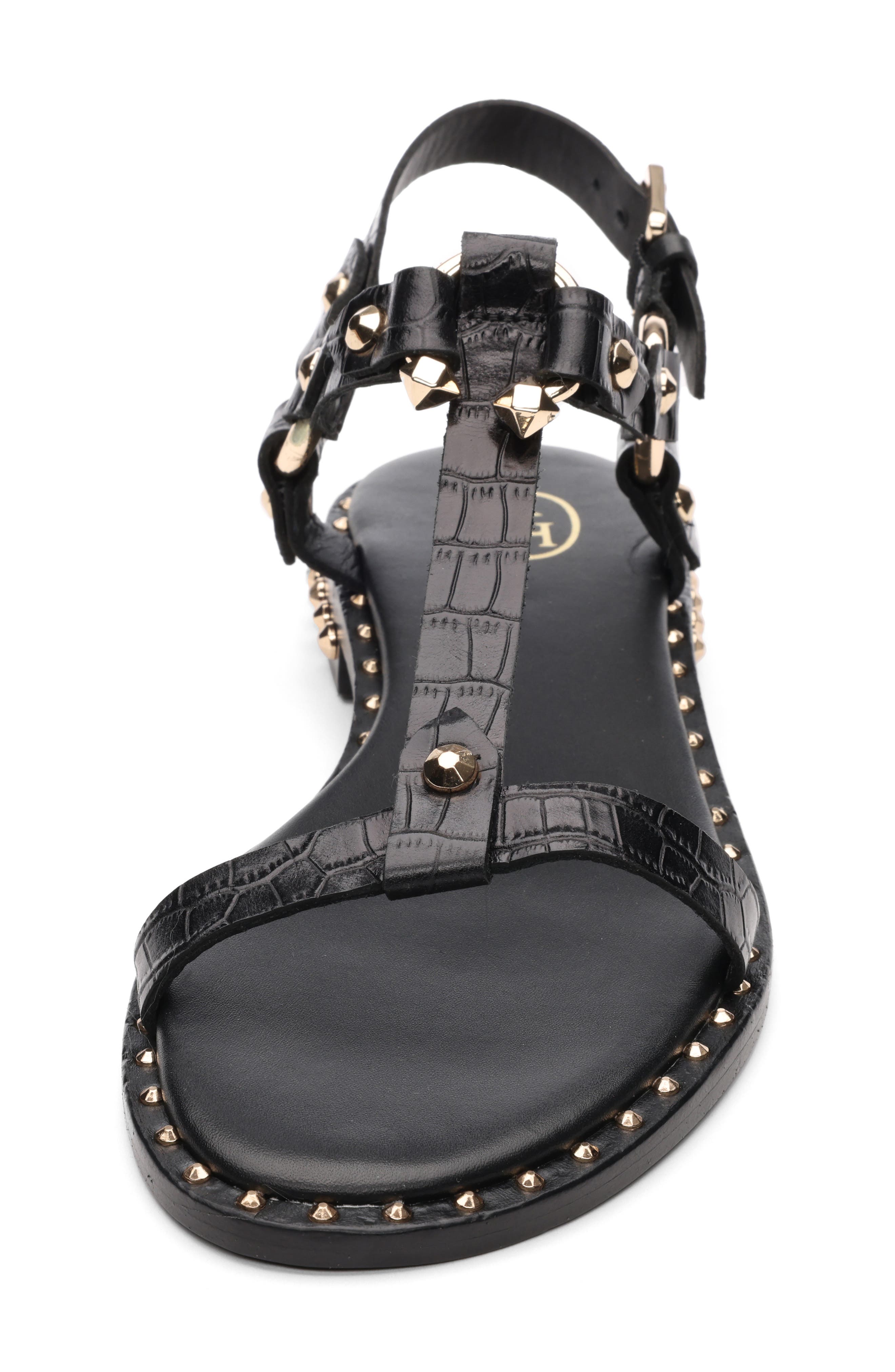 Patsy Stud Ankle Strap Sandal, Alternate, color, BLACK