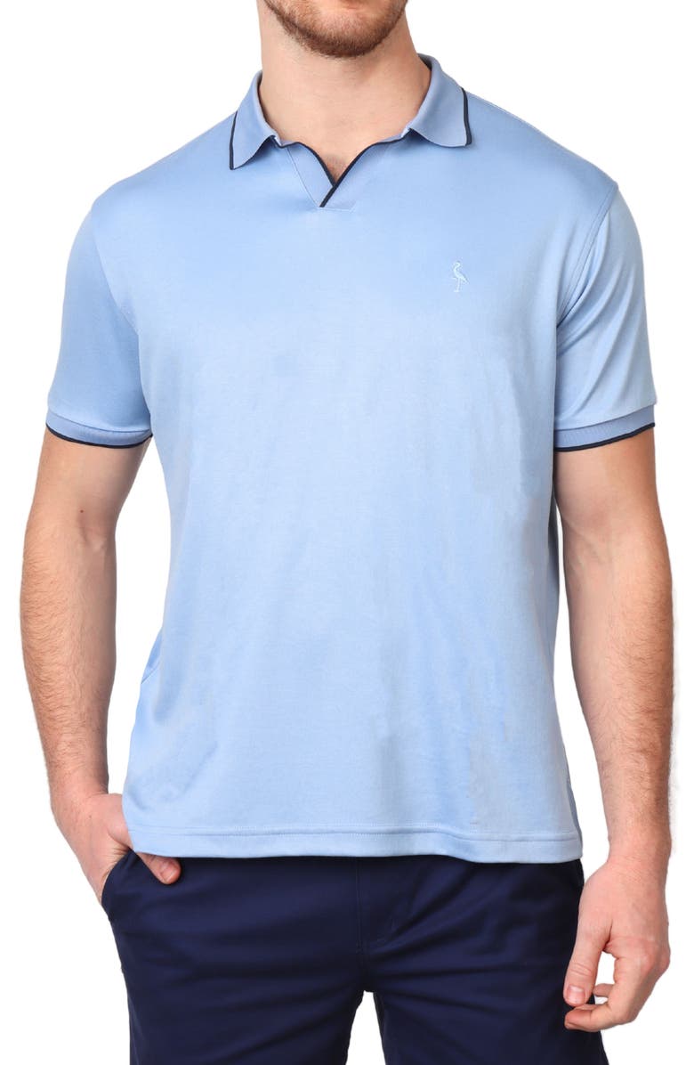 TailorByrd Johnny Collar Micro Piqué Modal Blend Polo, Main, color, Oasis Blue