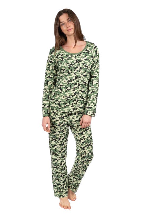 Women's Loose Fit Cotton Matching Family Holiday Pajamas, Classic & Geometric Patterns