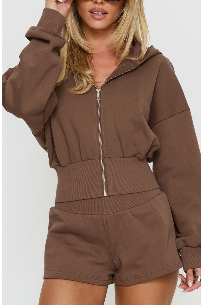 Daytime Blouson Crop Hoodie, Main, color, COCOA