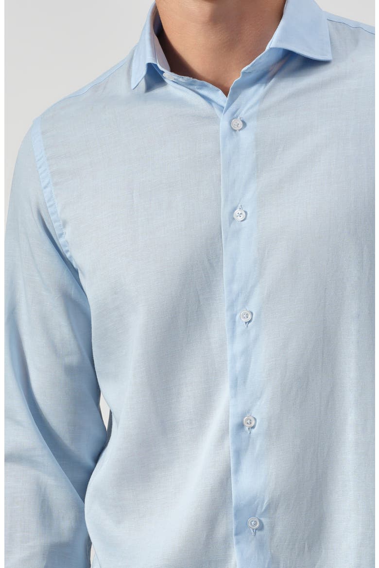 Linen & Tencel Button Up Shirt, Alternate, color, LAKE