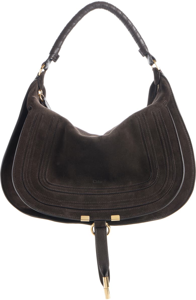 Chloé Medium Marcie Suede Shoulder Bag, Main, color, Kohl Brown