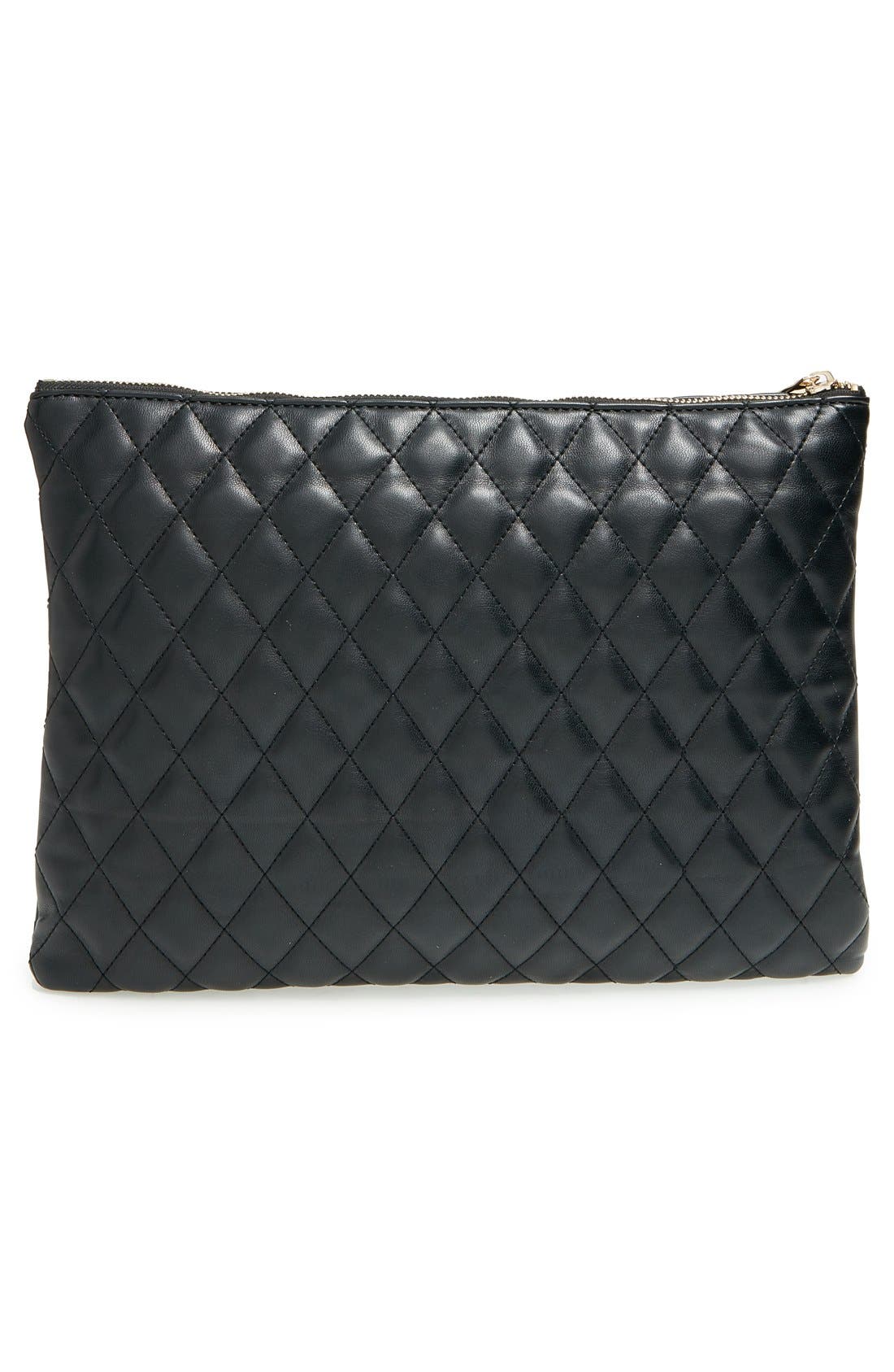 'Modern' Quilted Oversize Clutch, Alternate, color, BLACK