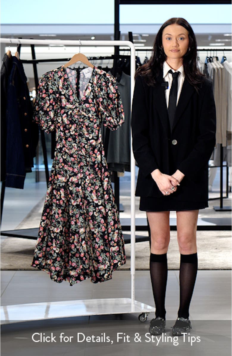 Floral Gathered Puff Sleeve Dress, sales video thumbnail