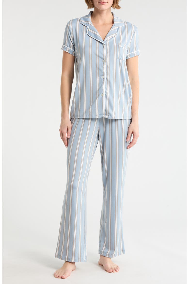 Mana 3-Piece Jersey Pajamas, Main, color, MORNING STRIPE BLUE
