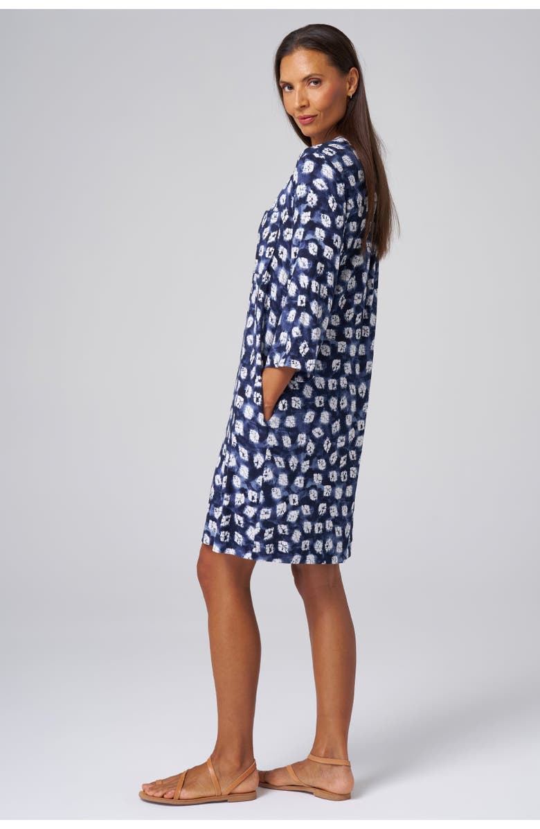 Franne Golde Paloma Shibori Print Dress, Alternate, color, Indigo