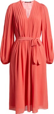 KOBI HALPERIN Tatum Pleated Tie Waist Long Sleeve Dress