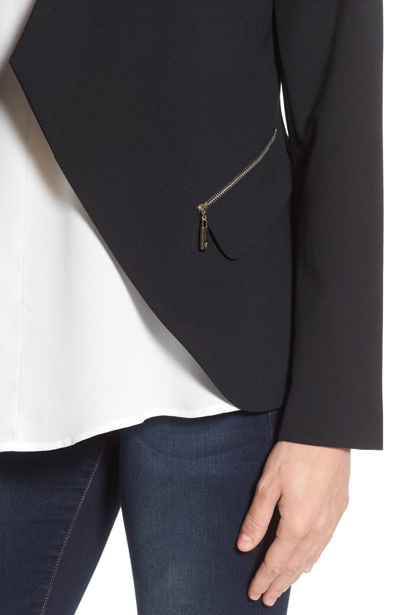 Vince Camuto Zip Pocket Drape Front Blazer, Alternate, color, 
