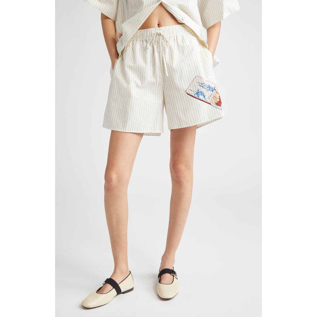 Stine Goya Crisp Stripe Organic Cotton Drawstring Shorts