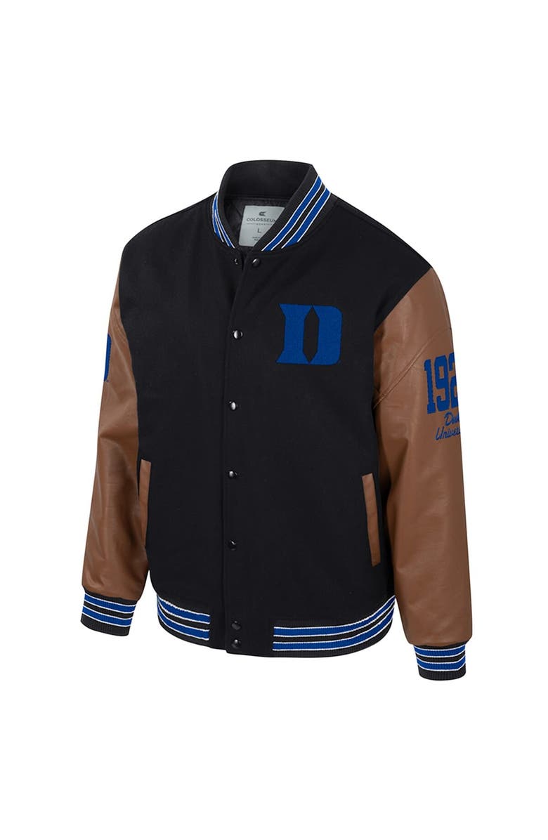 COLOSSEUM Men's Colosseum  Black Duke Blue Devils Letterman Full-Snap Varsity Jacket, Alternate, color, 