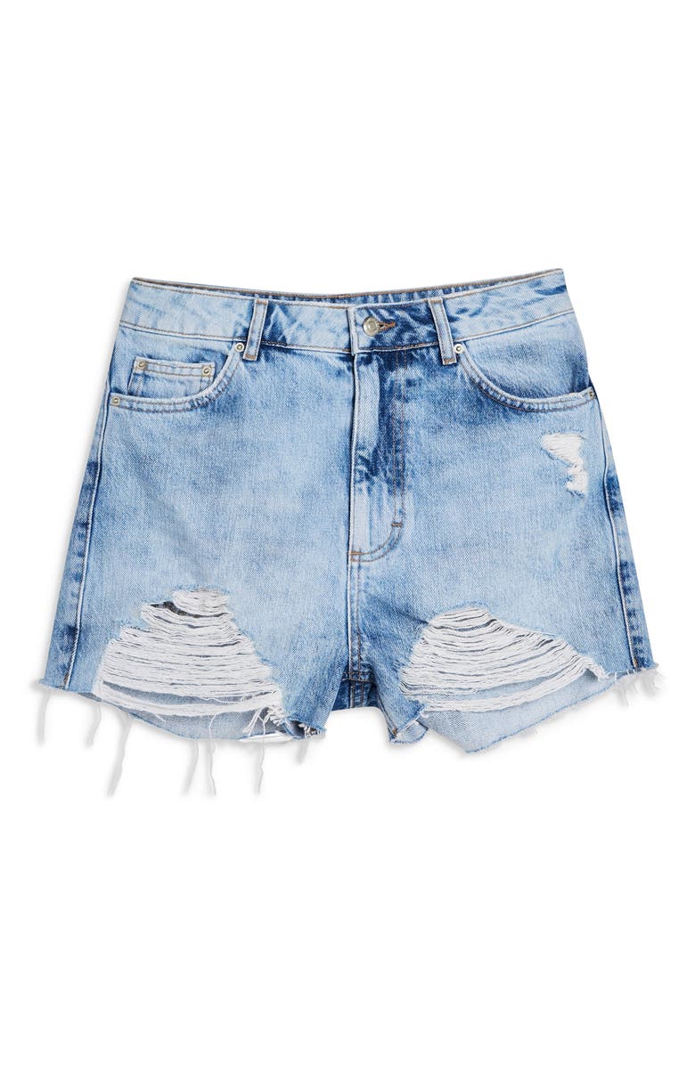 Topshop Ripped Mom Shorts, Alternate, color, 