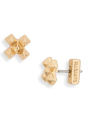 Shop Allsaints Cross Pyramid Stud Earrings