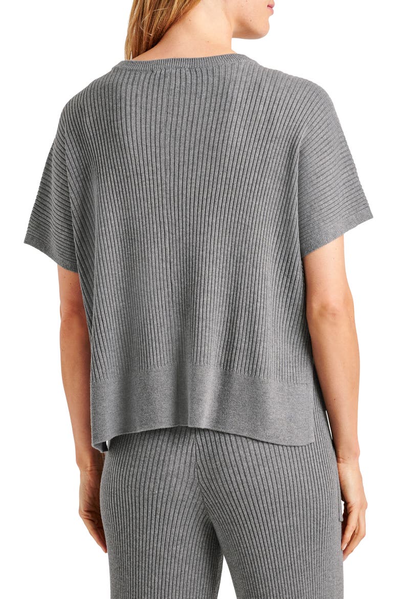 Georgie Short Sleeve Rib Sweater, Alternate, color, HEATHER GREY