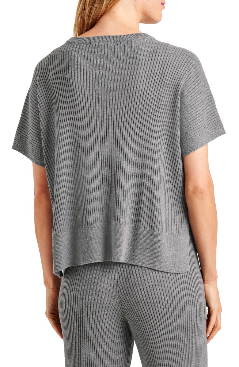 Splendid Georgie Short Sleeve Rib Sweater, Alternate, color, Heather Grey