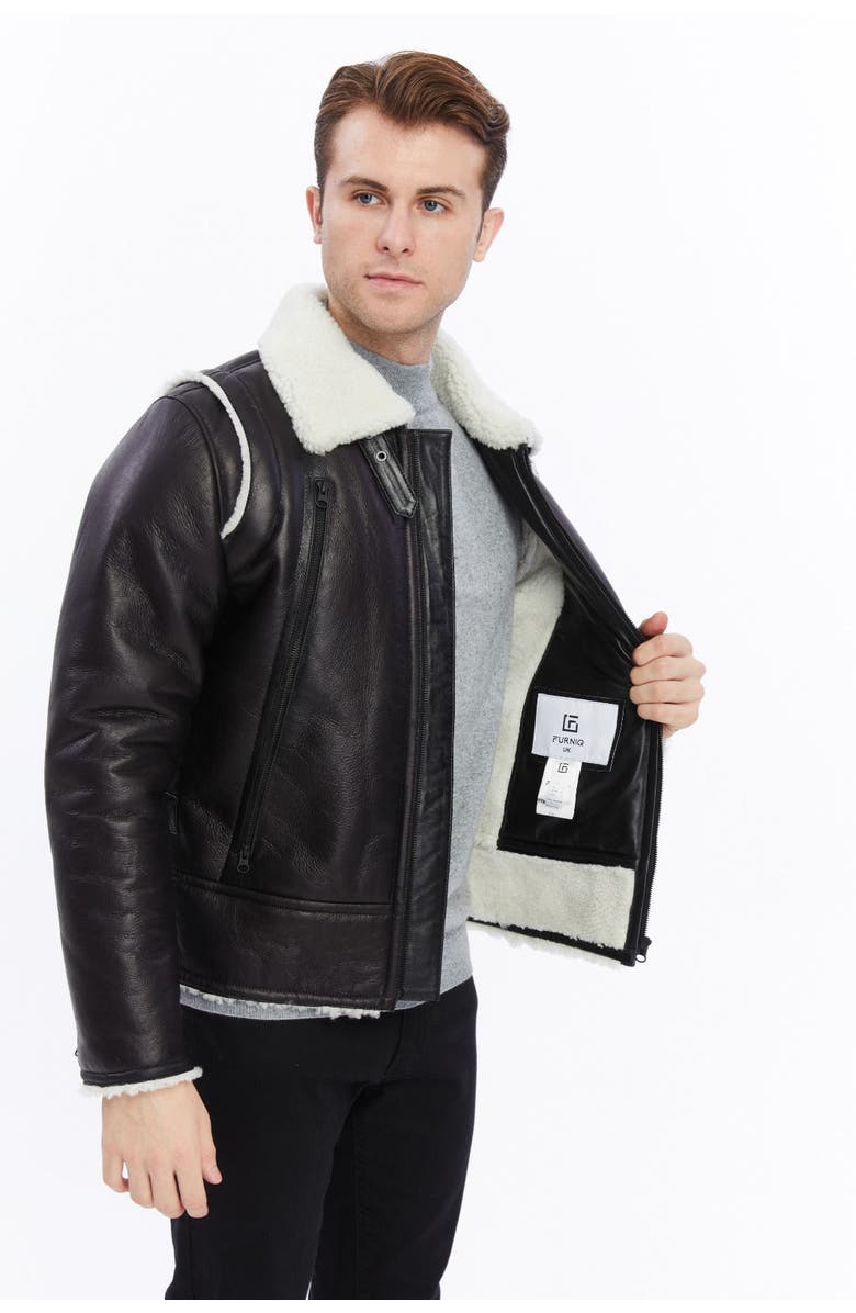 Furniq UK Julian Shearling Jacket, Alternate, color, Black