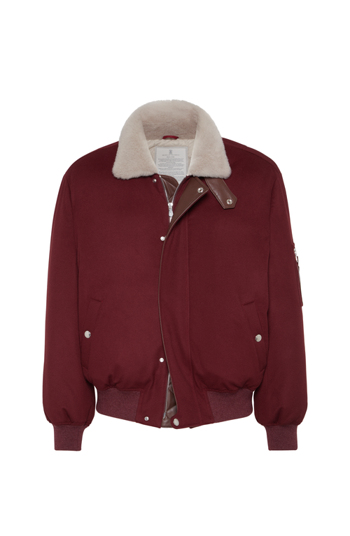 Brunello Cucinelli Wool Down-filled Bomber Jacket In Red