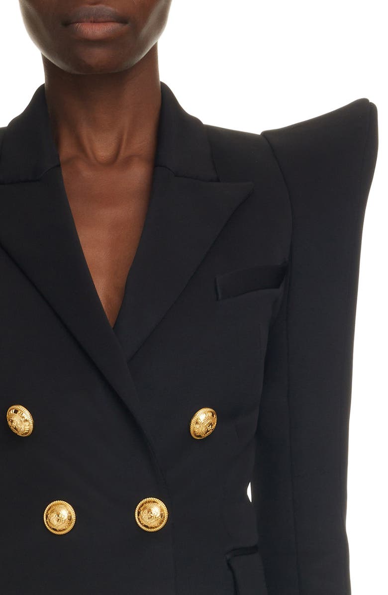 Balmain Pagoda Shoulder Long Sleeve Blazer Minidress, Alternate, color, 