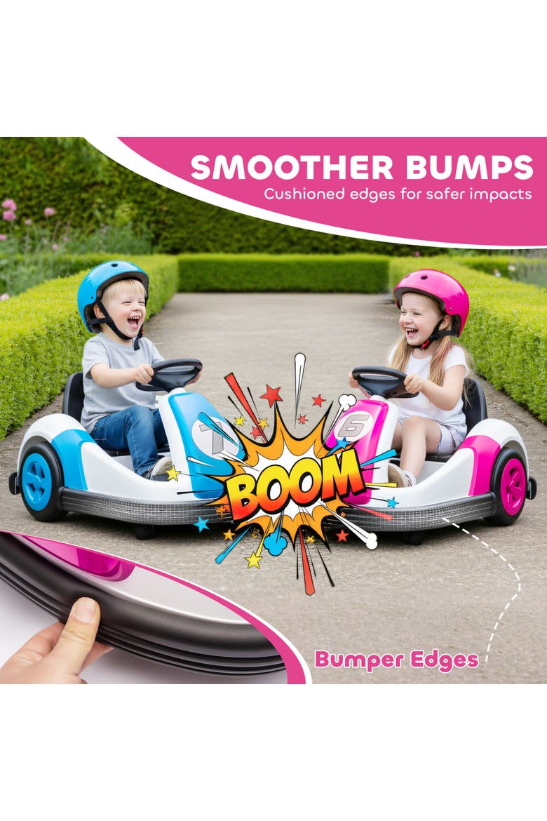 6V Kids Bumper Car with Big Wheels, 3.1 Mph Max, Electric Car for Kids with 360-Degree Spin, Slow Start, LED Power, Alternate, color, Pink