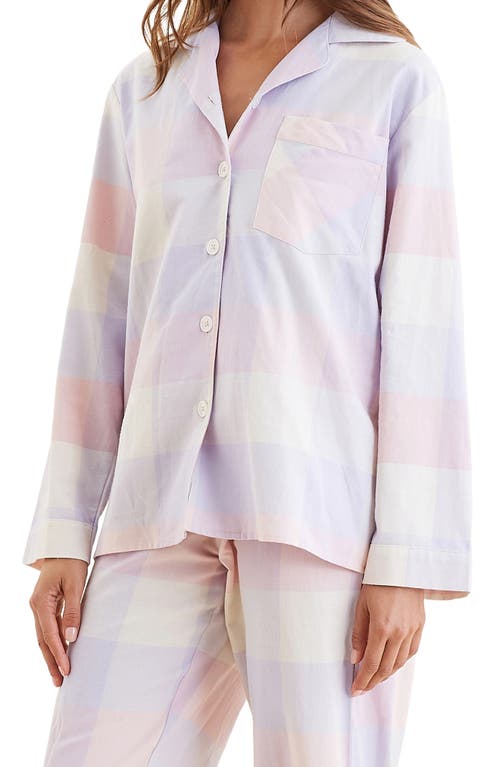 Papinelle Plaid Cotton Pajamas In Purple