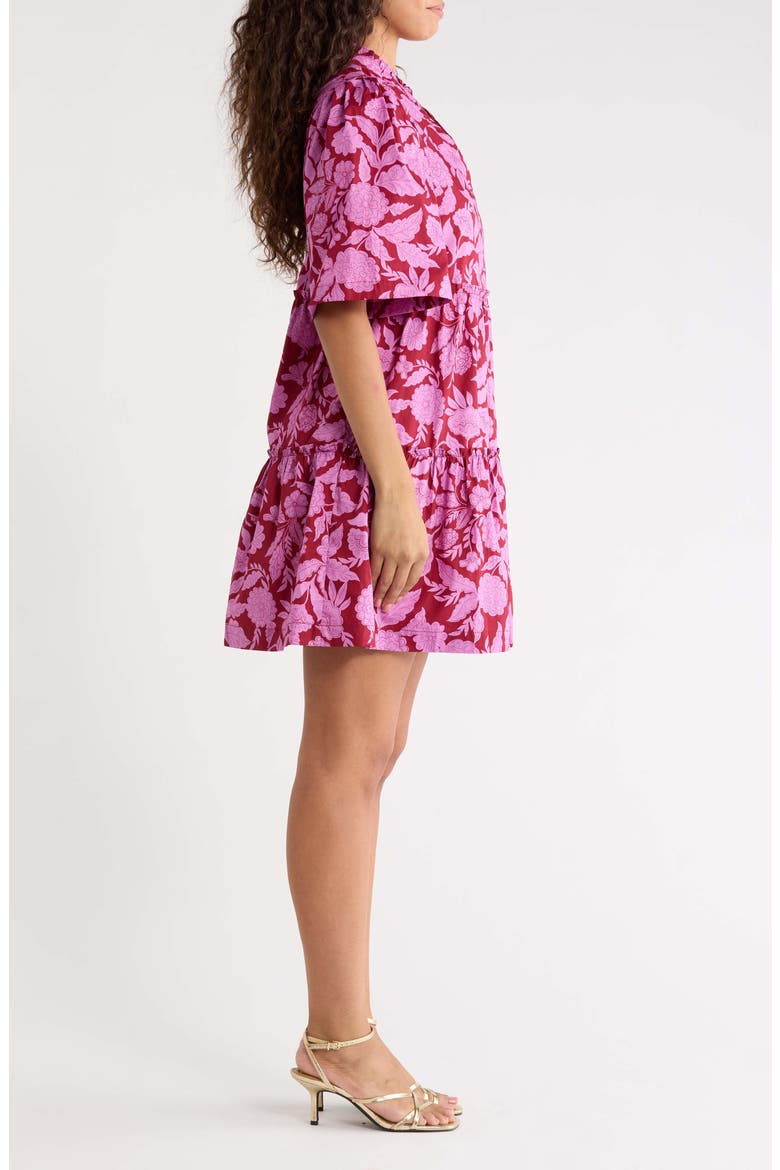 Dixie Floral Tiered Shift Dress, Alternate, color, BURGUNDY-PINK