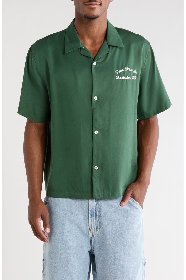 Four Drive Embroidered Camp Shirt, Main, color, GREEN