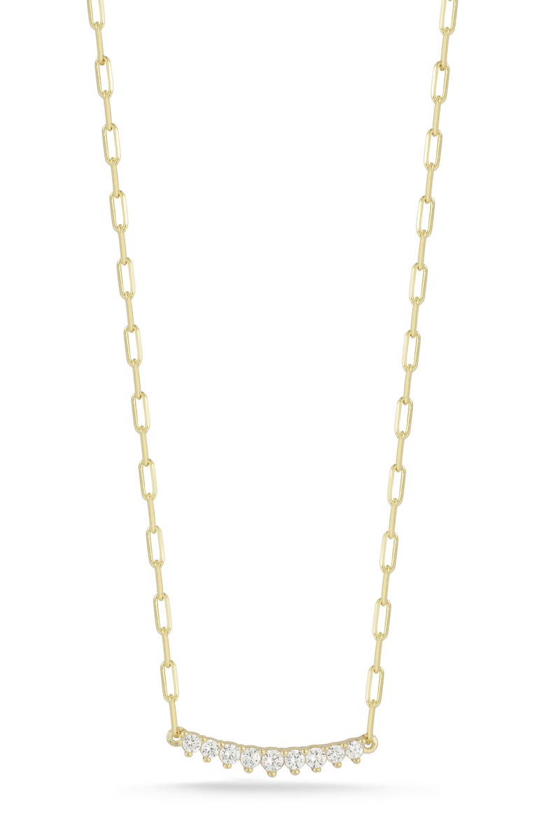 CHLOE AND MADISON Cubic Zirconia Bar Necklace, Main, color, Gold