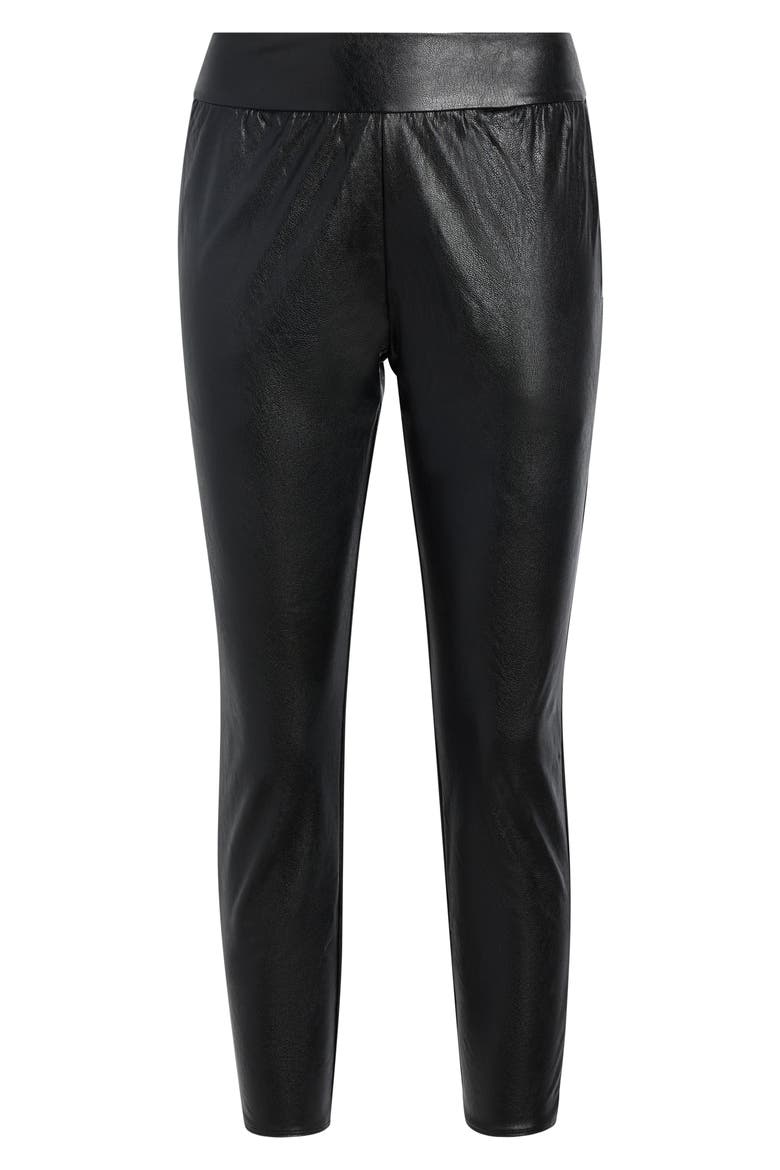 Faux Leather Cigarette Pants, Alternate, color, BLACK