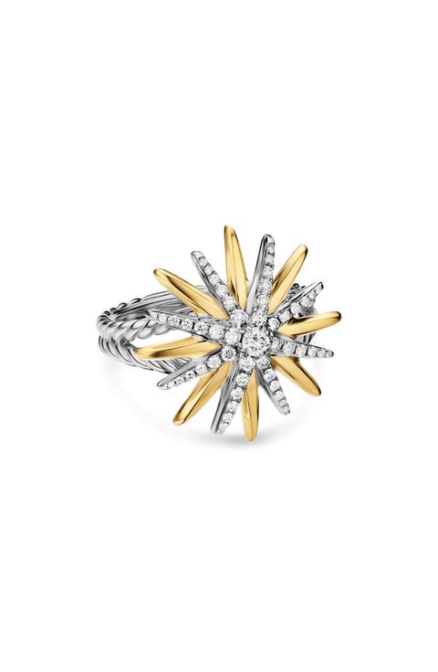 Starburst 18k Gold and Sterling Silver Diamond Ring