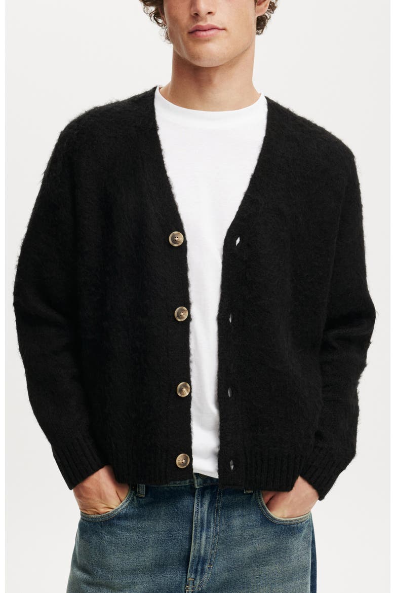 Men's Cropped Cardigan, Main, color, Black