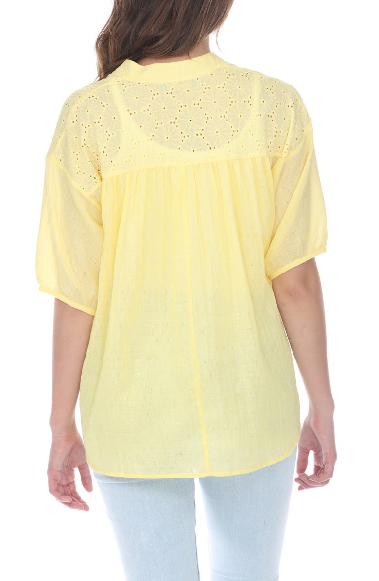 RAIN AND ROSE Embroidered Cotton Top, Alternate, color, Yellow