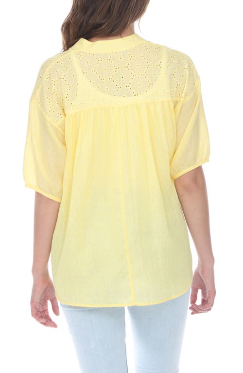 Rain And Rose Embroidered Cotton Top In Yellow
