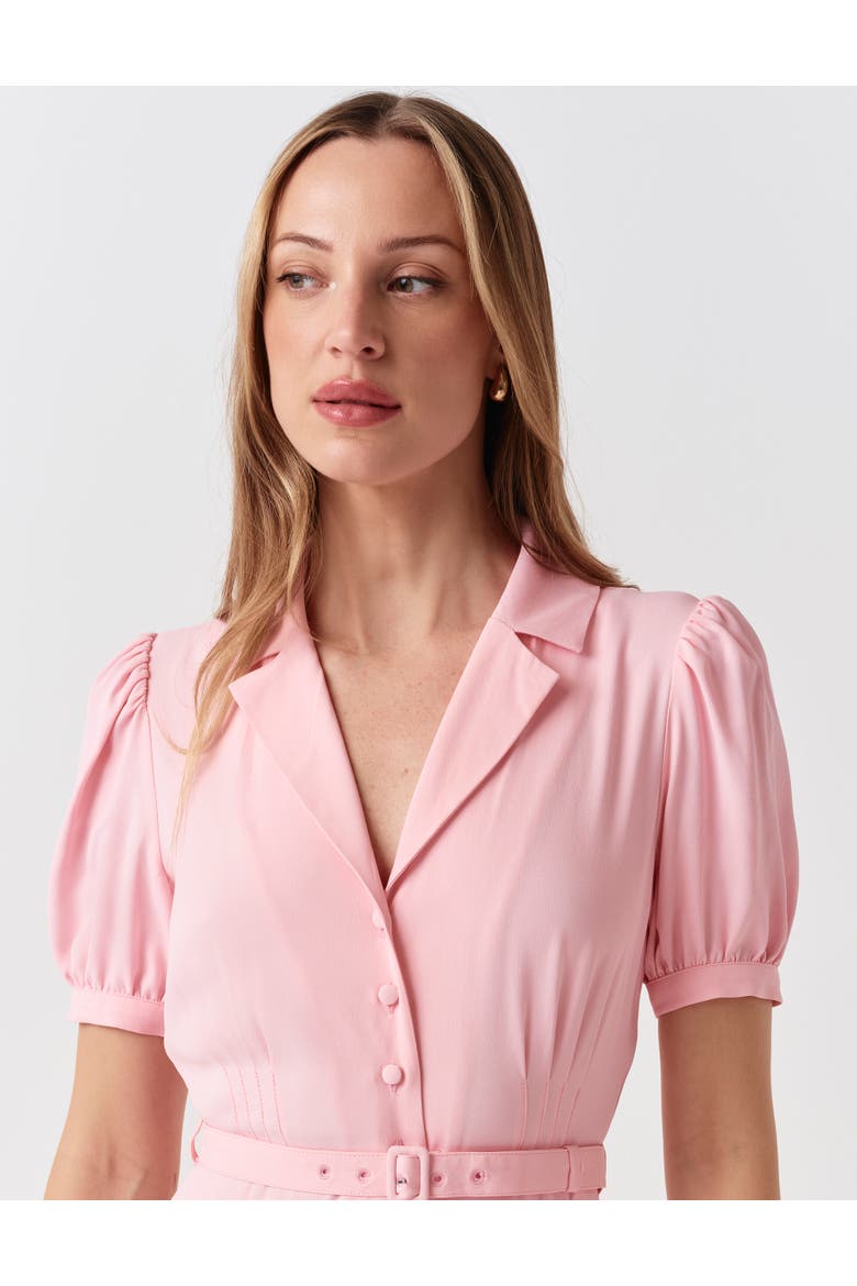 Phoebe Crepe Collared Button Down Dress, Alternate, color, Pink