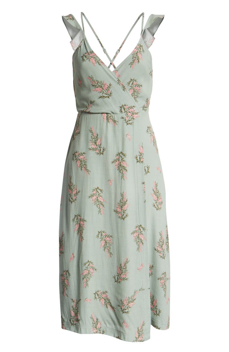 4SI3NNA Dual Strap Floral Wrap Midi Dress, Alternate, color, 