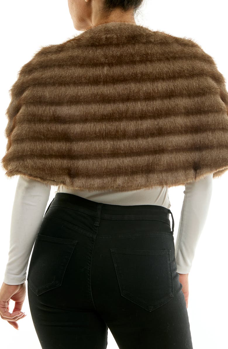 Nina Leonard Ribbed Faux Fur Capelet, Alternate, color, Brown