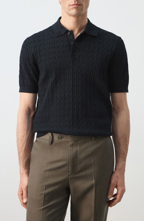 Cable Stitch Polo Sweater