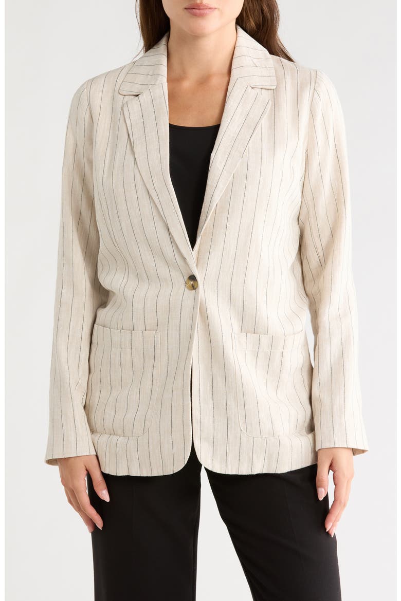 Bronson Pinstripe Blazer, Main, color, IVORY/ BLACK