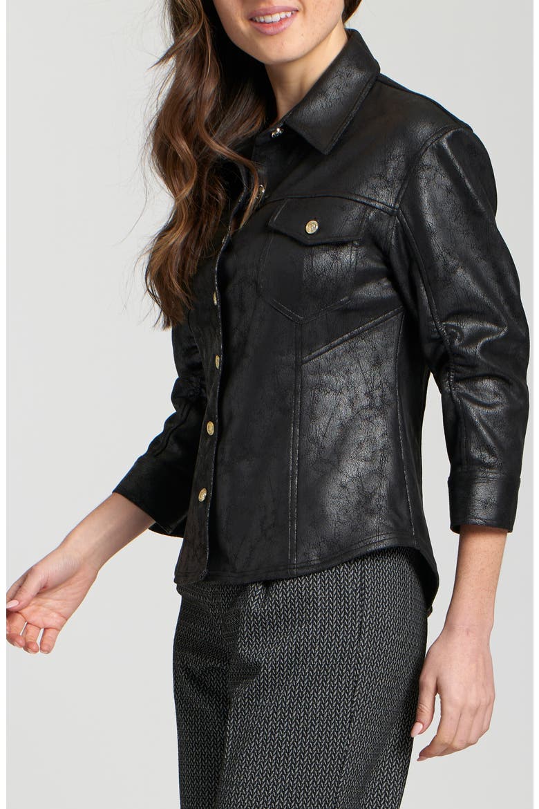Faux Suede Shirt Jacket, Alternate, color, BLACK