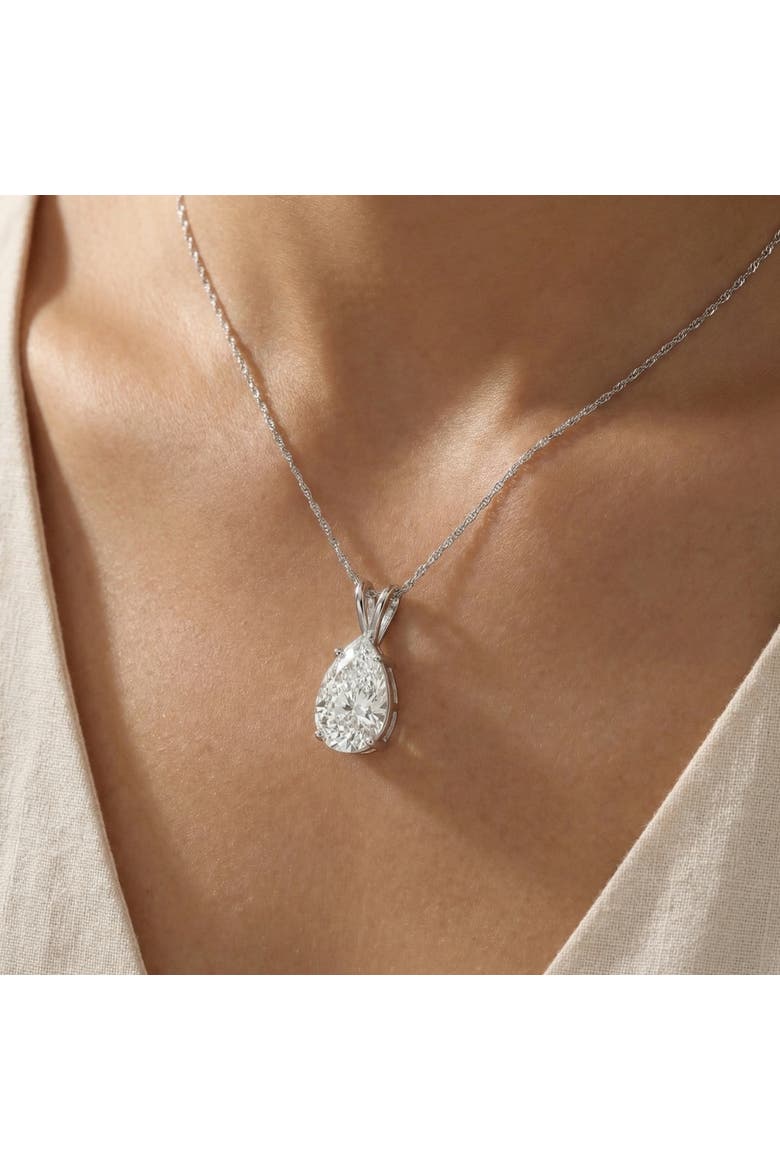 Certified 2 Ct Pear Shape Lab Grown Diamond Pendant 14k Gold Necklace, Alternate, color, 14k White Gold