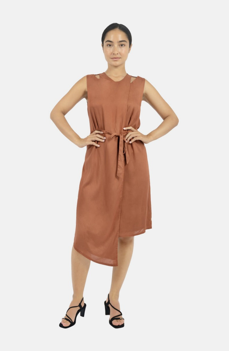 1People-US Funchal Asymmetric Wrap Dress, Alternate, color, Dark Red